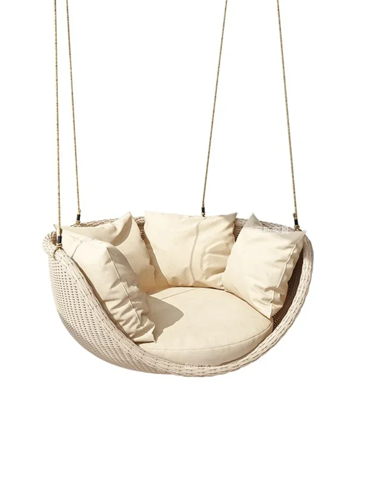 Outdoor swing hanging chair indoor balcony leisure rattan seat terrace rattan chair single indoor Nordic rocking chair