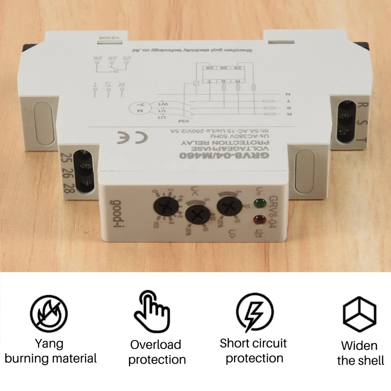 GRV8-04 M460 3-Phase Voltage Monitoring Relay Phase Sequence Phase Failure Protection Voltage Control Relay