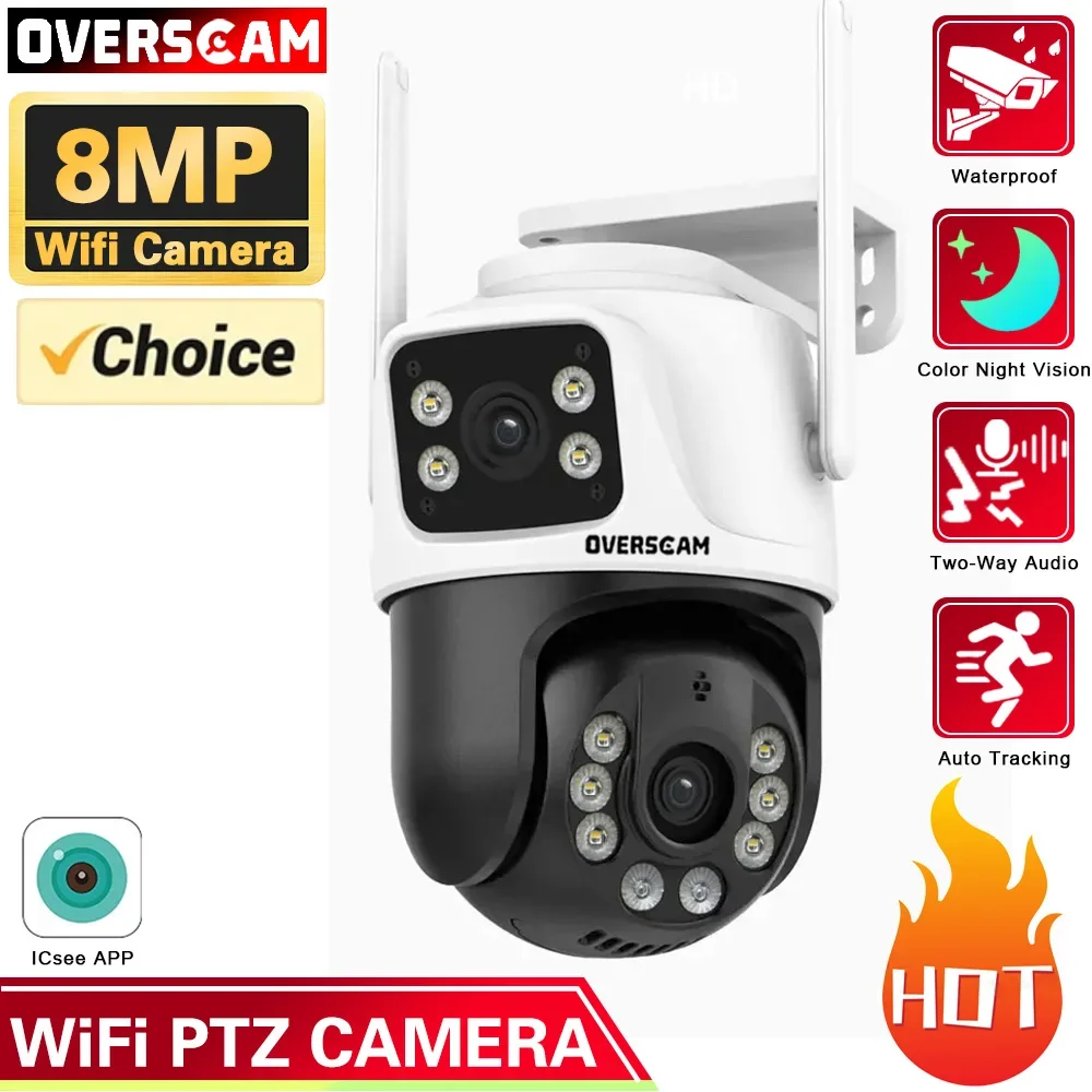 

8MP 4K PTZ WiFi IP Camera smart home Protection Dual Lens Screen Color Night Vision Auto Track CCTV security protection Camera