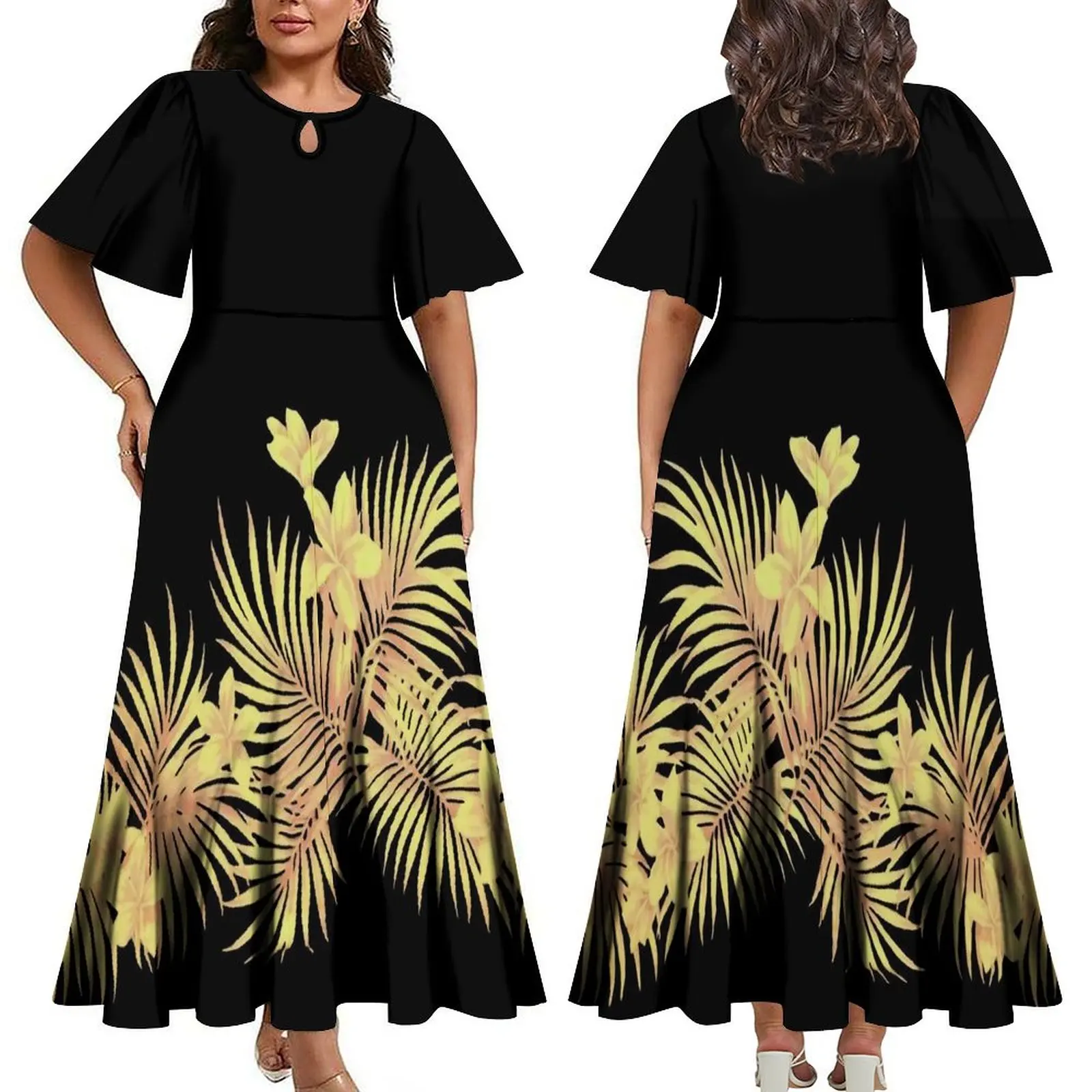 Nowa samoańska damska sukienka z krótkim rękawem luźna sukienka Plus Size Maxi z hawajską męską koszulą polinezją