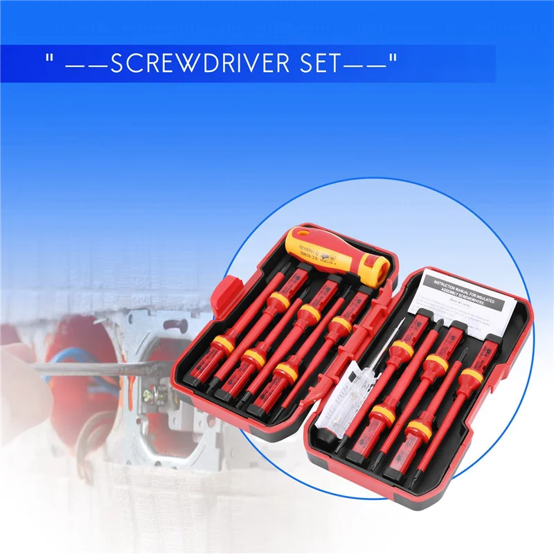 13 Pcs VDE Insulated Screwdriver Set -V High Voltage 1000V Magnetic Slotted Torx Screwdriver Hand