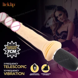 LICKLIP 7cm Thrusting Sex Machine Telescopic Dildo Machine Remote Control Hand Free Anal Vibrator Huge Realistic Dildo Sex Toys