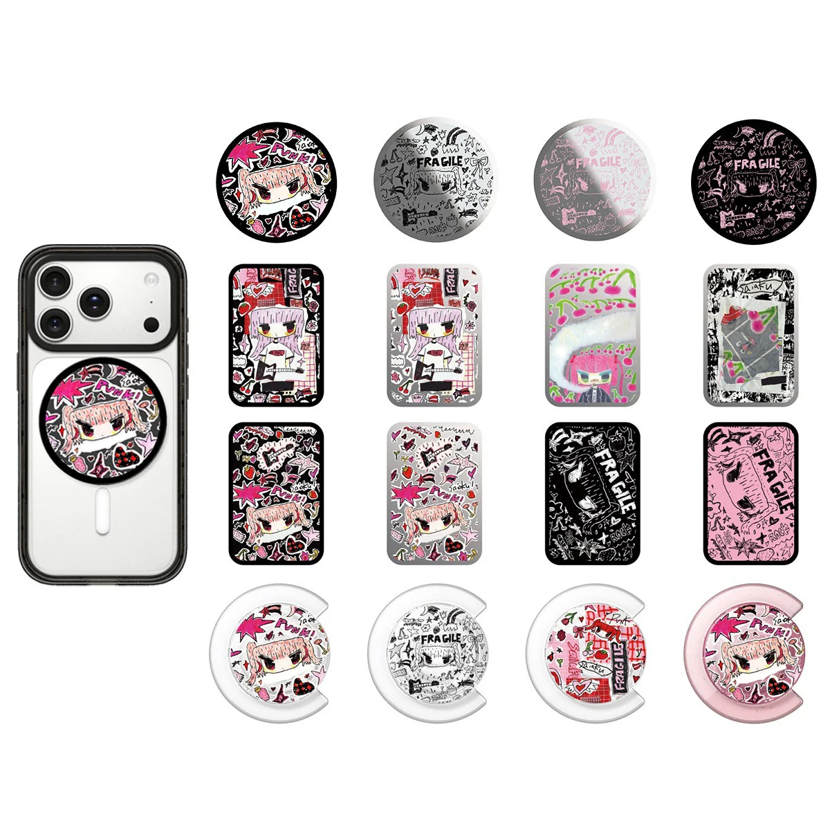 

Graffiti Girl Rock Magnetic Grip Card Holder Phone Stand for IPhone Holder Mount Support for Galaxy Mobile Phone Accessories