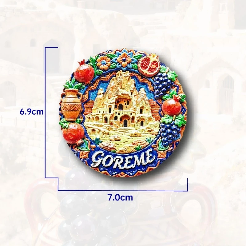 Göreme Pomegranate Fridge Magnet - Rustic 3D Anatolian Souvenir Unique Cappadocia Gift for Travel & Bohemian Decor