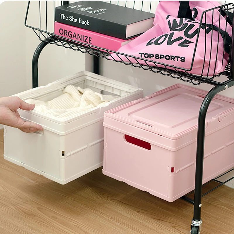 Colorful Foldable Storage Box Toy Rack Suitcase Stationery Organizer Women\'s Bag Basket Home Organization Garden