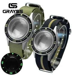 Vintage 50-FATHOS  Bubble Sapphire Crystal Sandblast C3 Super Luminous bezel Watch Case Dive for NH34 NH35 NH36 NH70 NH72 20atm