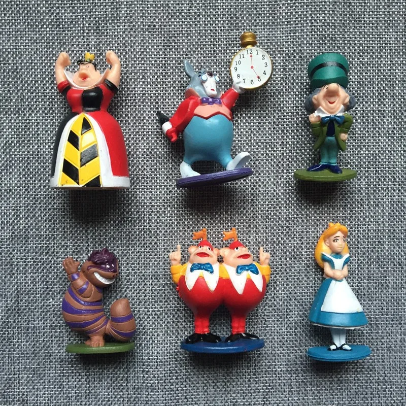 6 Figuras de Alicia en el País de las Maravillas, Miniaturas para Decoración de Pasteles, Muñecas, Adornos, Regalo de Cumpleaños para Niños