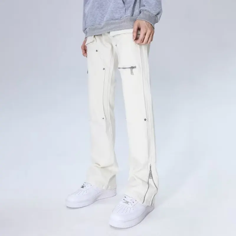 2026 Y2K Mode Weiße Baggy New Jeans Kpop Cargo-Hosen für Herren Kleidung Gerade Knöchelreißverschluss Damen Lange Hosen Ropa Hombre – Detail 11