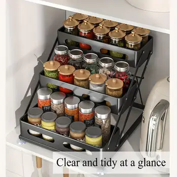Nastavitelný stojan na koření bez vrtání - Rozšiřitelný organizér na kuchyňskou linku na lahve s olejem/solí/octem | Úložný prostor v kuchyni šetří místo 8 nejlepší prodej stojan na lahve kuchyňského oleje - №1