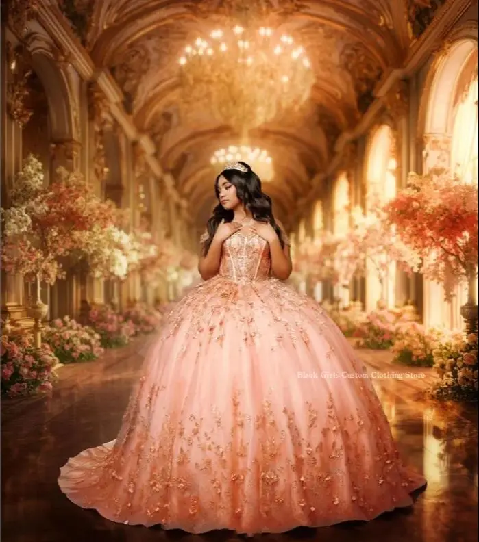 Pink Princess Quinceanera Dresses Gorgeous One Shoulder Lace Appliqué A-line Prom Dress Puffy vestido para de 15 años