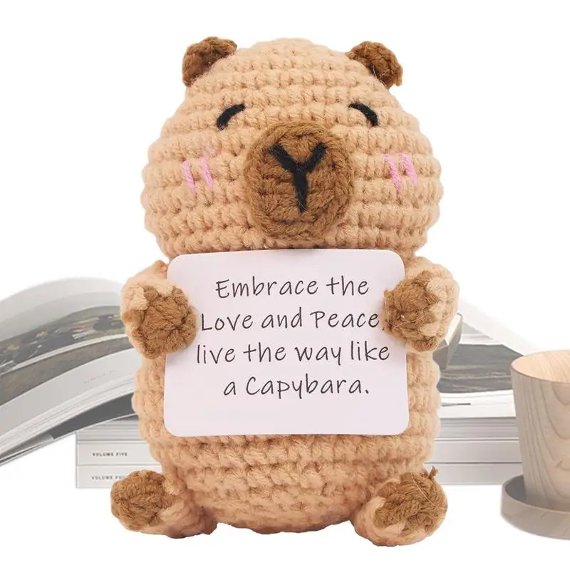 Funny Positive Capybara Knitted Capybara Doll Cheer Up Capybara Knitted Capybara Doll Funny Crochet Inspirational Comfort