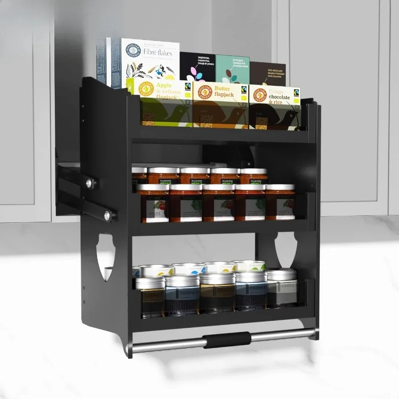

Wall cabinet top cabinet lift basket, drop-down kitchen wall cabinet seasoning storage pull basket lift space aluminum