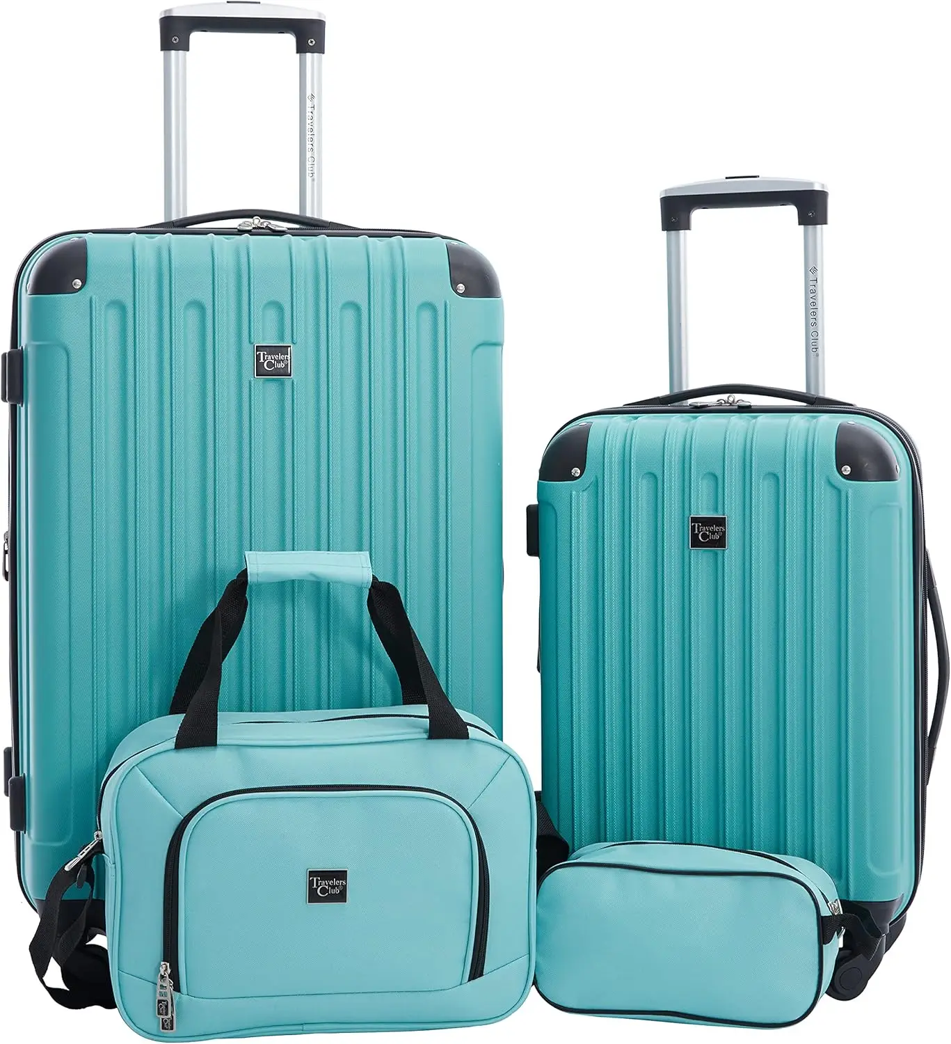 

4-Piece Hardside Luggage Set with Spinner Wheels, Emerald Green, Includes Carry-On and Toiletry Bag