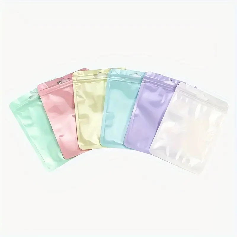 Macaron Cor Self Sealing Bag, Espessamento Transparente Colorido Osso Saco para Armazenagem, Selado Jóias Embalagem Bag, 36Pcs