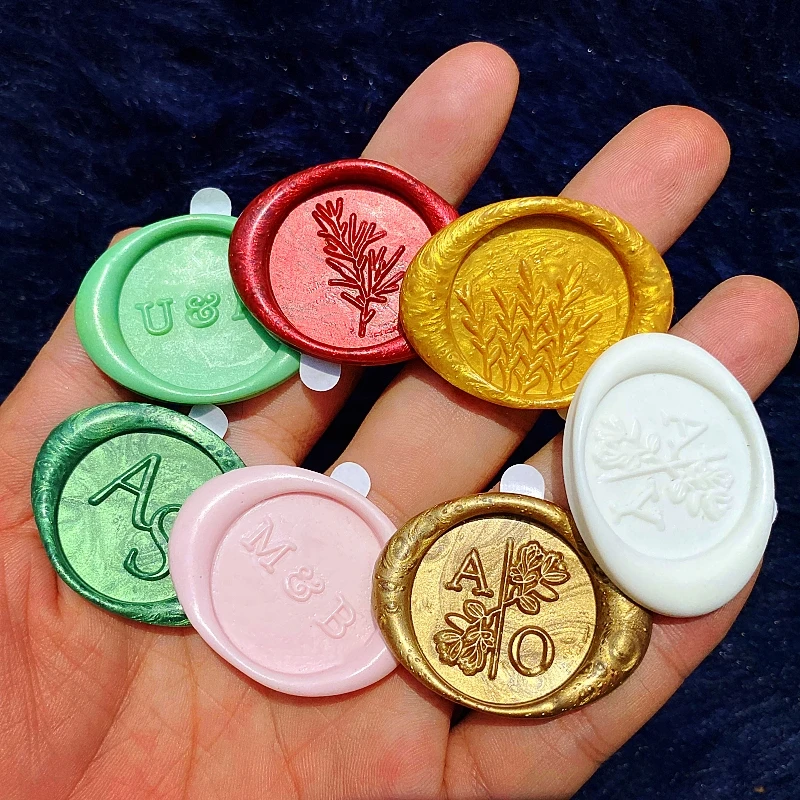 

Customized Wax Seals LOGO Sealing Wax Stickers Self Adhesive For Business Logo Wedding Invitation Menu Oval Wax Seal Stickers