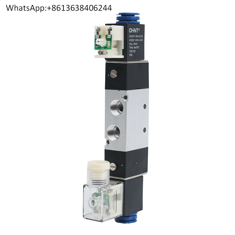 

Chint solenoid valve 220v three-position five-way pneumatic directional valve 4v220-08 pneumatic 12v24v solenoid valve