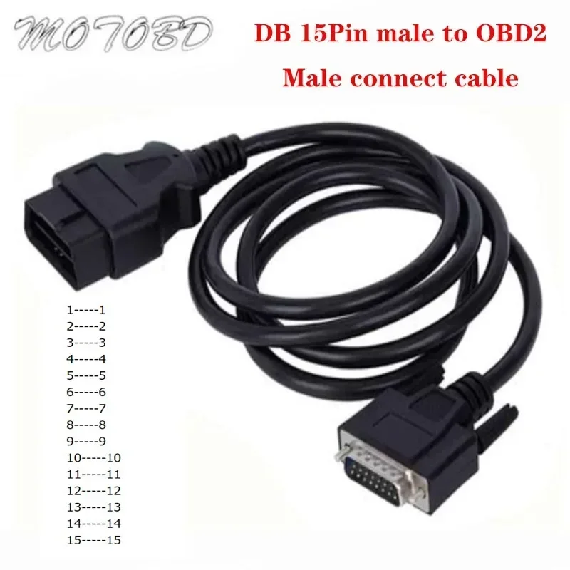 

Горячий 150 см OBD 2 OBD2 «папа» до DB15 «папа» OBDII OBD II Кабель для FG TECH V54 Главный кабель Автомобильный разъем Удлинительный кабель