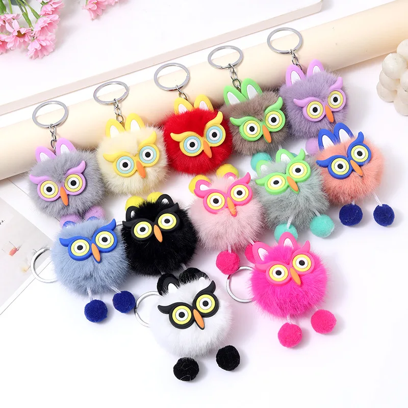 Cute Mini Owl Keychain Plush Pendant Realistic Soft Animal Owl Small Plush Coal Car Keychain Bag Decor Accessories Party Gifts