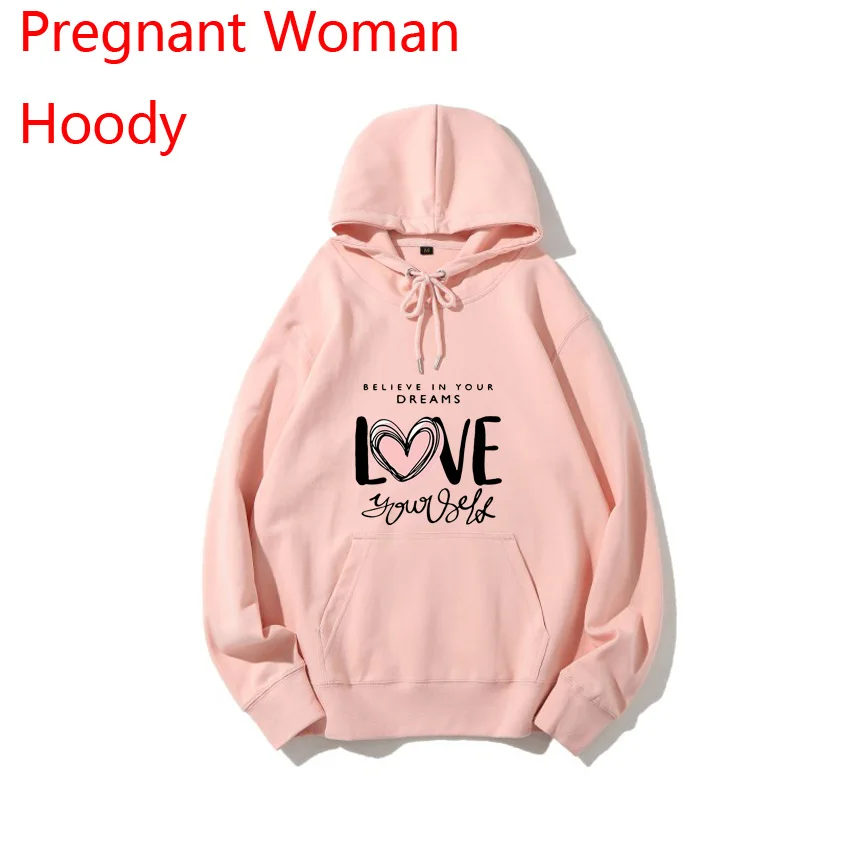 Letter Love Funny Pregnant Woman Hoody Spring Autumn Maternity Women Hoodie Customized Print Add Your Photo Idea Cool DIY