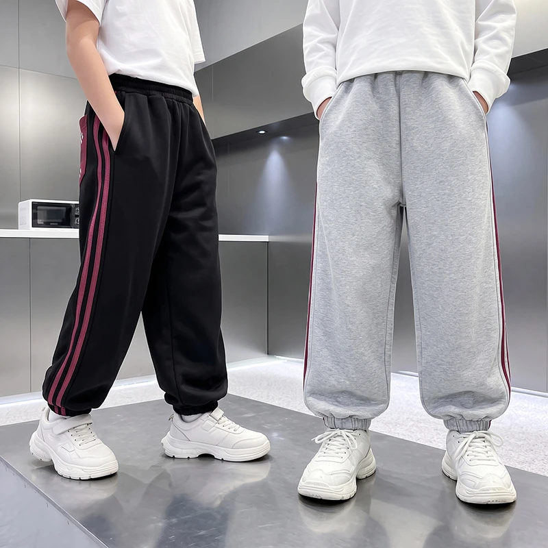 Boys' Cotton Casual Pants Kids Grey/black Trousers Sweatpants Outdoor Clothes for Children Boys Clothing 4 To 14 Years 2026 New