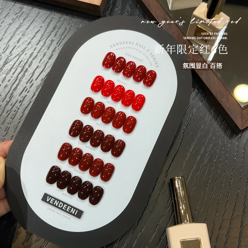 

VENDEENI Multicolor 6 Colors Red Solid Color Nail Gel Set 2025 New Hot Sale Nail Art Non-toxic UV Gel for Nail Salon Wholesale