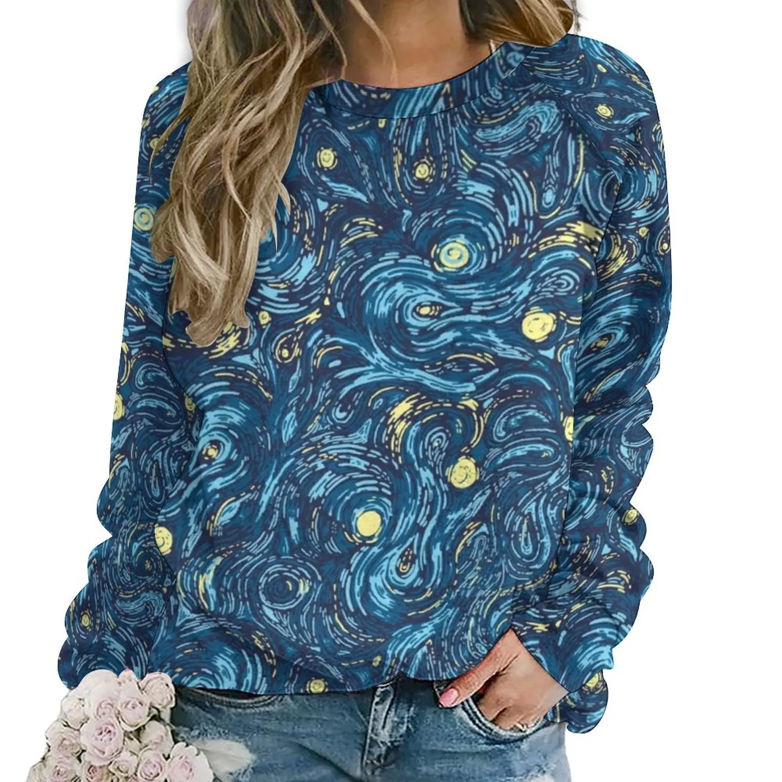 Starry Night Hoodies Lady Long Sleeve Van Gogh Funny Casual Hoodie New Arrival Winter Street Fashion Oversize Print Sweatshirts