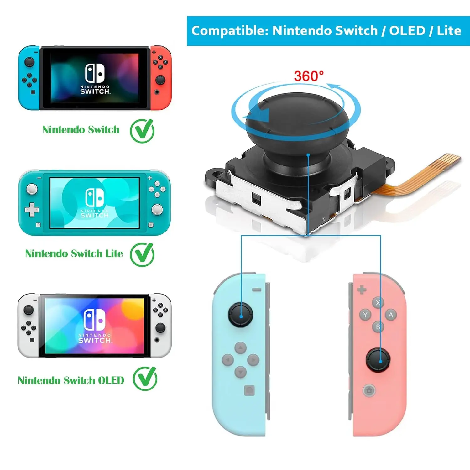 Replacement Hall Effect Joystick Analog Thumb Stick for Nintendo Switch/OLED/Lite Joycon No Drifting Repair Parts Accessory
