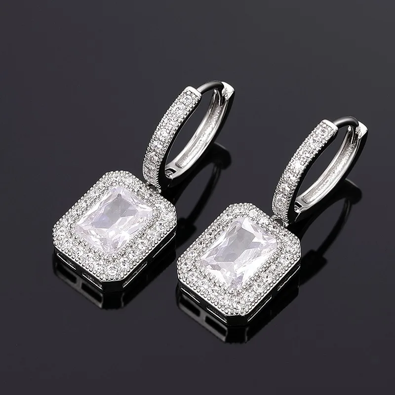 Huitan Fashion Contracted Women\'s Dangle Earrings Crystal Cubic Zirconia Daily Wear Elegant Ear Accessory Wedding Trend Jewelry