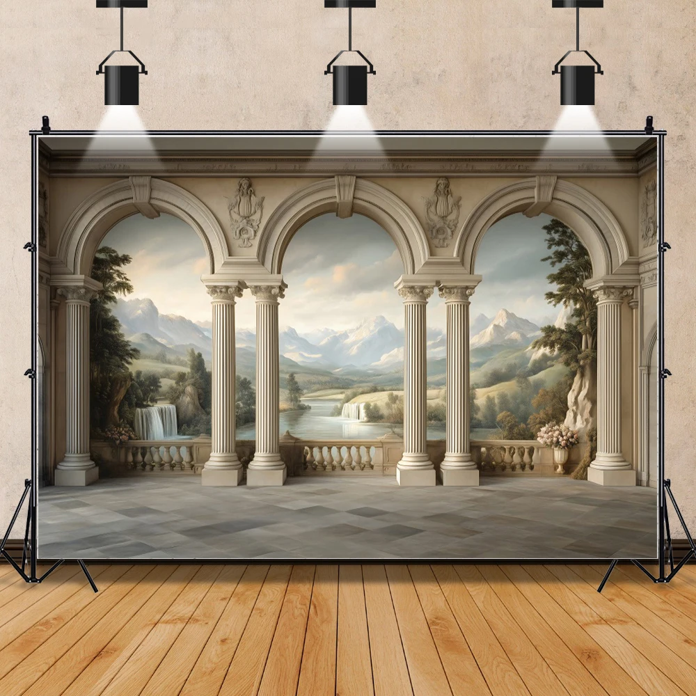 خلفية تصوير مشهد جدار القصر ، العمارة الرومانية العتيقة ، ملصق ديكور حفلة عيد الميلاد ، خلفية تصوير ضوئي