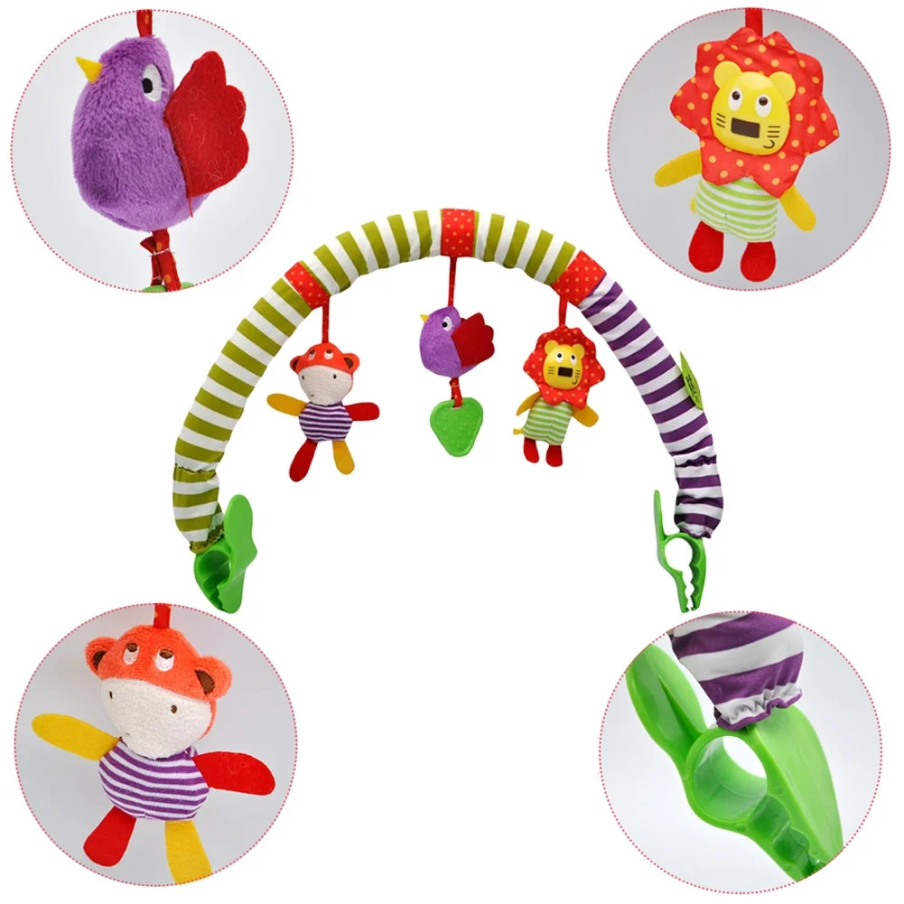 Cartoon Animal Baby Travel Play Arch Stroller Crib Pram Activity Bar Animal Plush Toy
