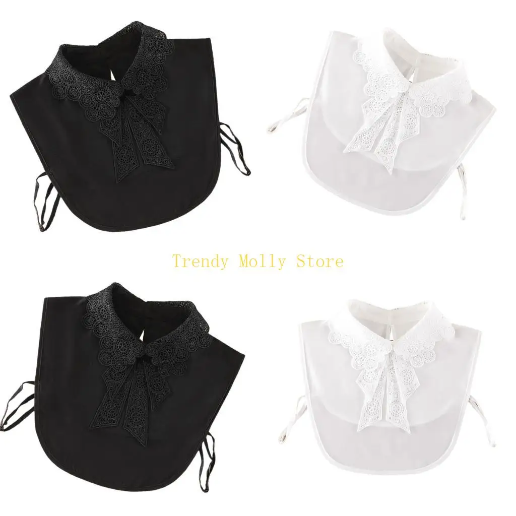 

N5KB Кружевной комплект со съемным воротником, белый, черный, многослойный комплект с рюшами для блузок, платьев, официальных