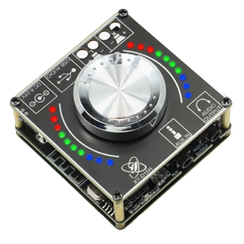 10W15W20W Stereo Bluetooth Audio Digital Amplifier Board Module Volume Spectrum Music Rhythm Light D15H Black