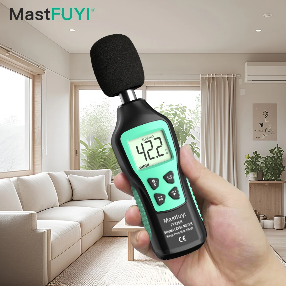 MASTFUYI FY826B Noise Meter Digital Sound Level Audio Sonometro Measuring Meter Audio Level 30-130dB Decibel Meter Portable