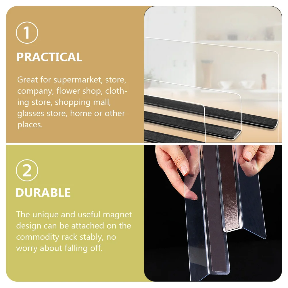 10 Pcs Partition Plate Commodity Shelf Clapboards Dividers L-shaped Store Goods Separators Magnet Magnetic