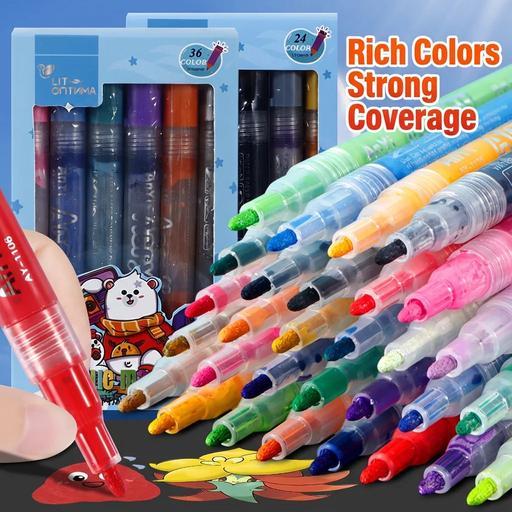 

24.12.36 Цвета Набор акриловых маркеров для рисования Яркие цвета для Холст Камень Наскальная живопись Стекло Керамика Художественное ремесло своими руками