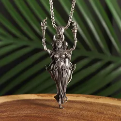 Collana classica con ciondolo personaggio della dea greca Hecate, adatta per uomini e donne, regali personalizzati per gioielli da festa di moda punk