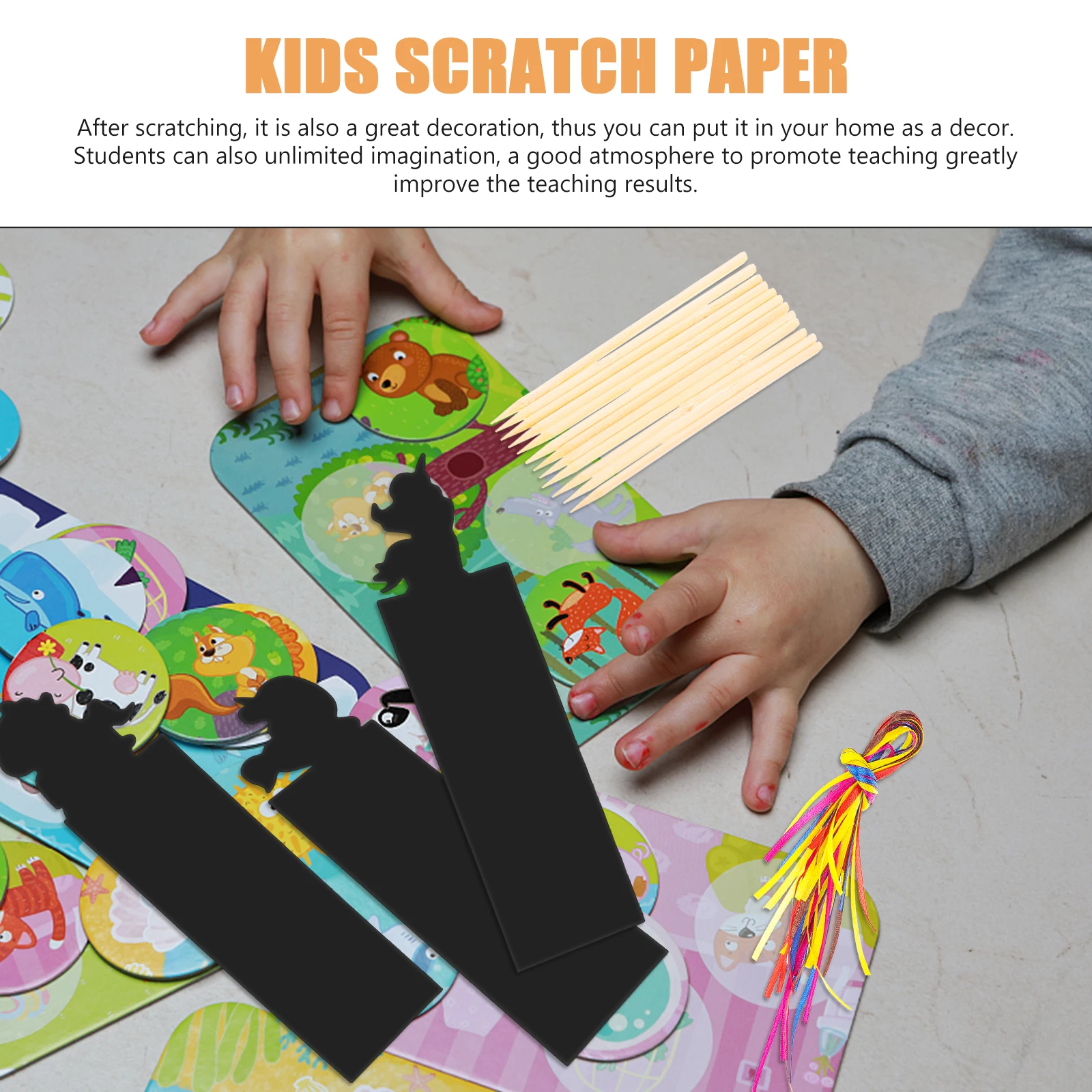 

24pcs Scratch Paper Bookmarks White Card Diy Gift Supplies Students Reading Markers Kids Decorations Craft Kits