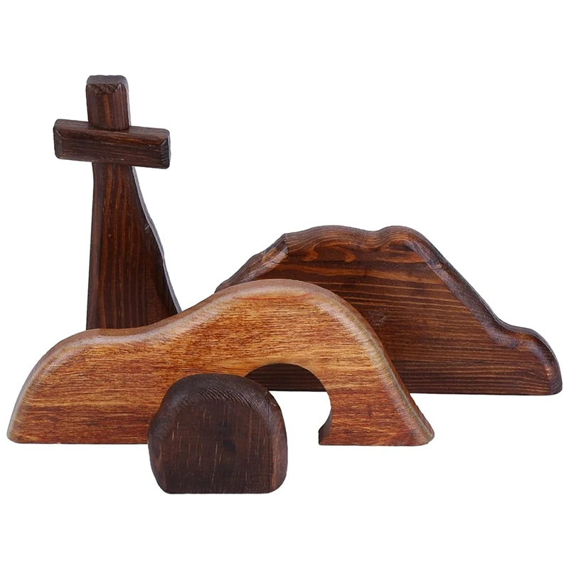 

The Empty Tomb Easter Scene And Cross, Wooden Plus Thick Easter Home Figurine Ornament Durable Easy To Use