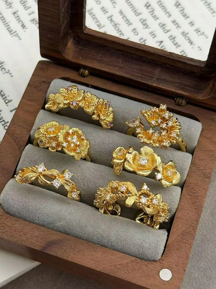 

Позолоченное гравированное кольцо для женщин, матовое, в винтажном стиле, модное, элегантное, стильное, милое кольцо