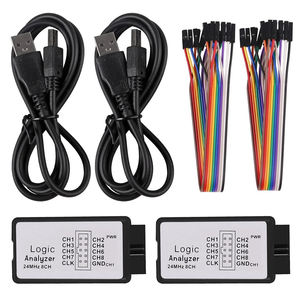 

2 Sets USB Logic Analyzer 24MHz 8 Channel 24M/Seconds Logic Analyzer Debugger for ARM FPGA Logic Analyzer Logic 24M 8CH