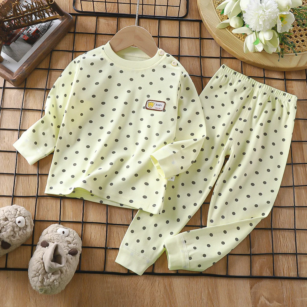 Boys Girls Pajama Sets Cartoon Print Long Sleeve Cute T-Shirt Tops with Pants Toddler Baby Spring Autumn Sleeping Clothes