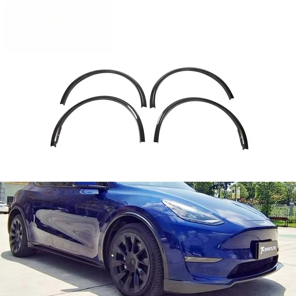 Electric Car Dry Carbon Fiber Car Wheel Arch Flares For Tesla Model Y Sedan 20-23