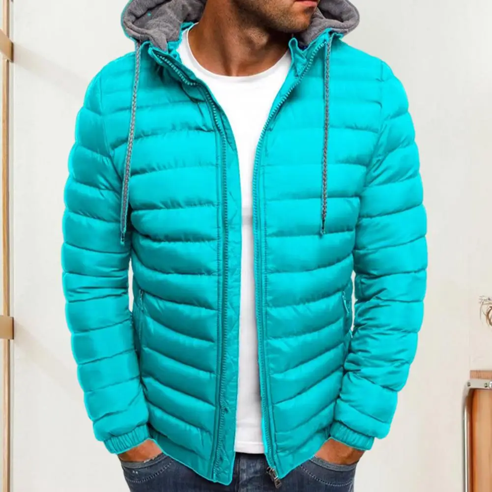 2024 New Fashion Trend Oversize Men Hat Padded Hooded Cardigan Solid Color Winter Jacket with Pockets Winter Lightweight Outwear