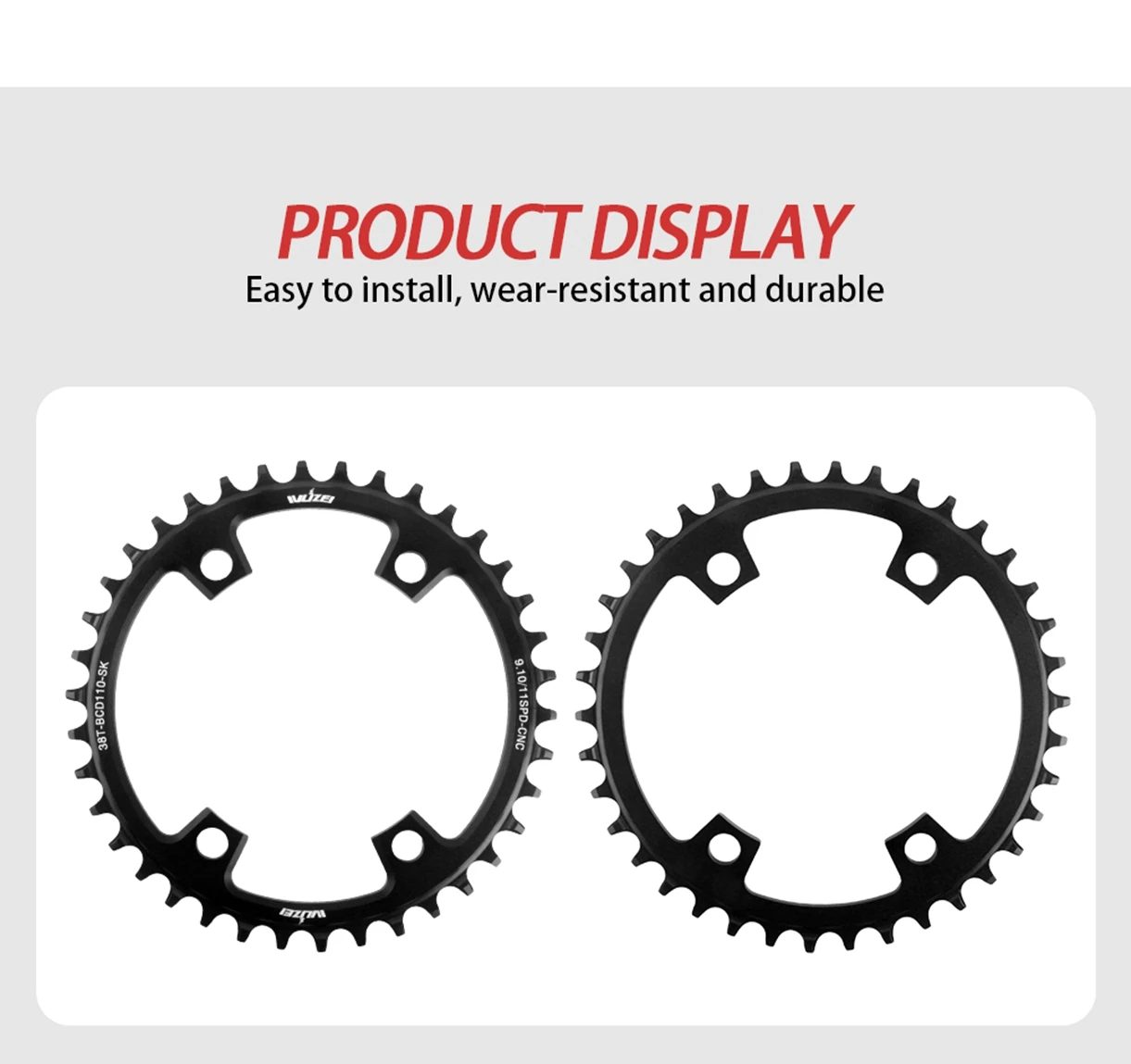 WUZEI Rennrad-Kettenblatt, 4 Schrauben, Kettenblatt, 110 BCD, Kettenrad, schmale breite Sterne, 110 BCD, Fahrradkrone für Shimano 105 R7000 R8000 – Detail 18