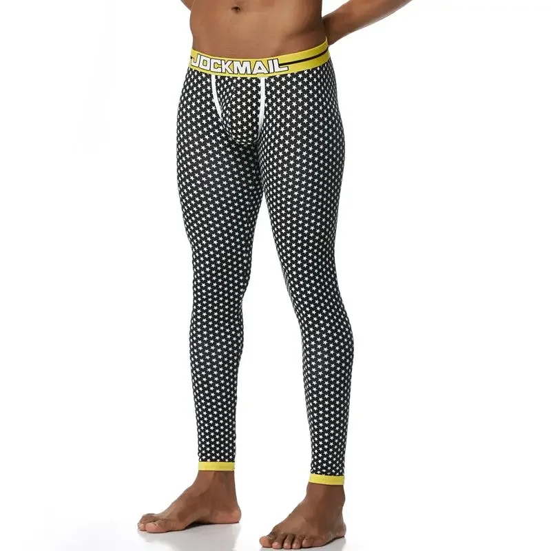 thermal underwear Men Long Johns Thicken Sexy Mens Under Pants Bottoms Pajama Low Rise Tight Legging Pouch Warm Long Johns