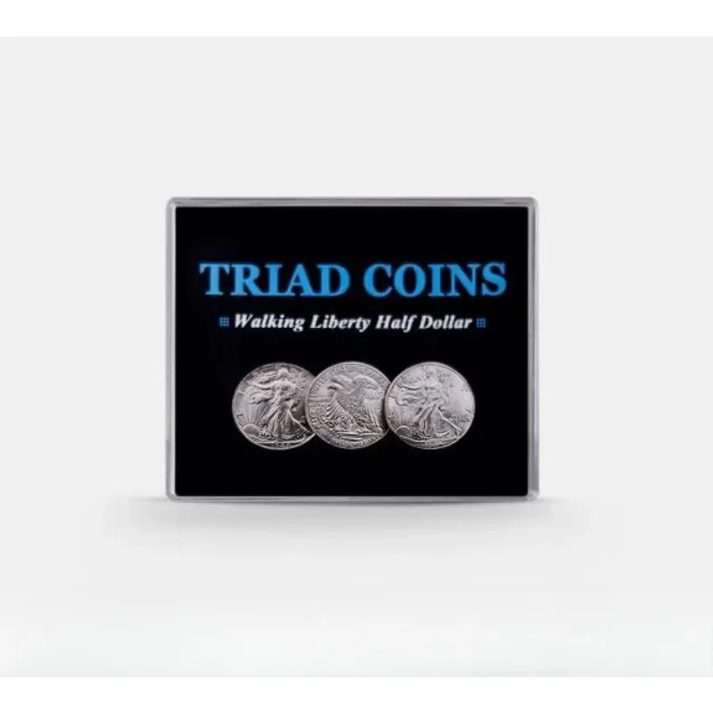 Triad Coins (Walking Liberty Half Dollar Gimmick) Desinged By Joshua Jay Coin Magic Tricks Street Magic Props Close Up Magia Fun