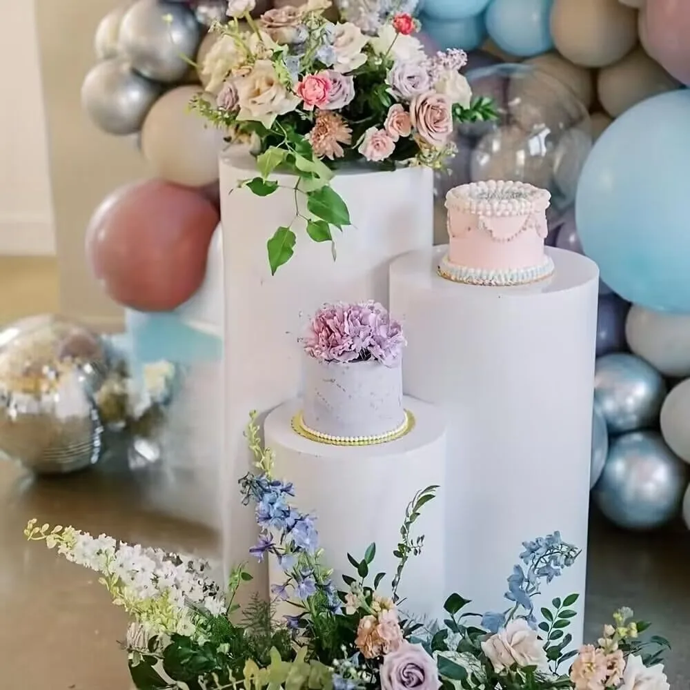 

Art Display Stand Cylinder Stands for Party 3Pcs Round Pedestal Stand Set White Cake Stand Table for Wedding Birthday Baby