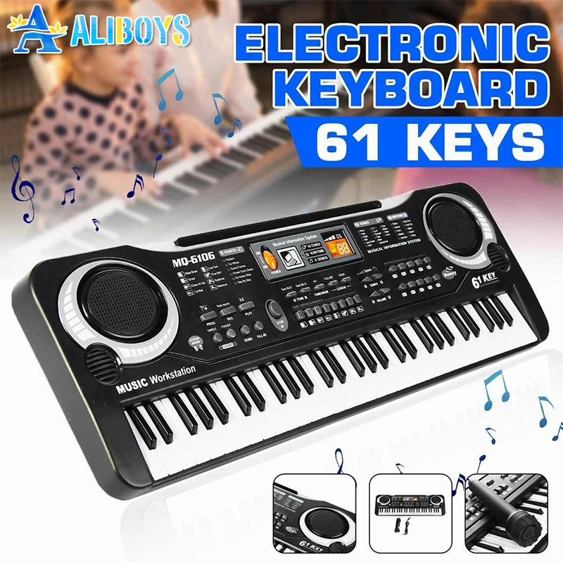 61 Keys Electronic Piano Keyboard LED Musical Instrument with Microphone Educational Electone Toy Children Christmas Party Gift