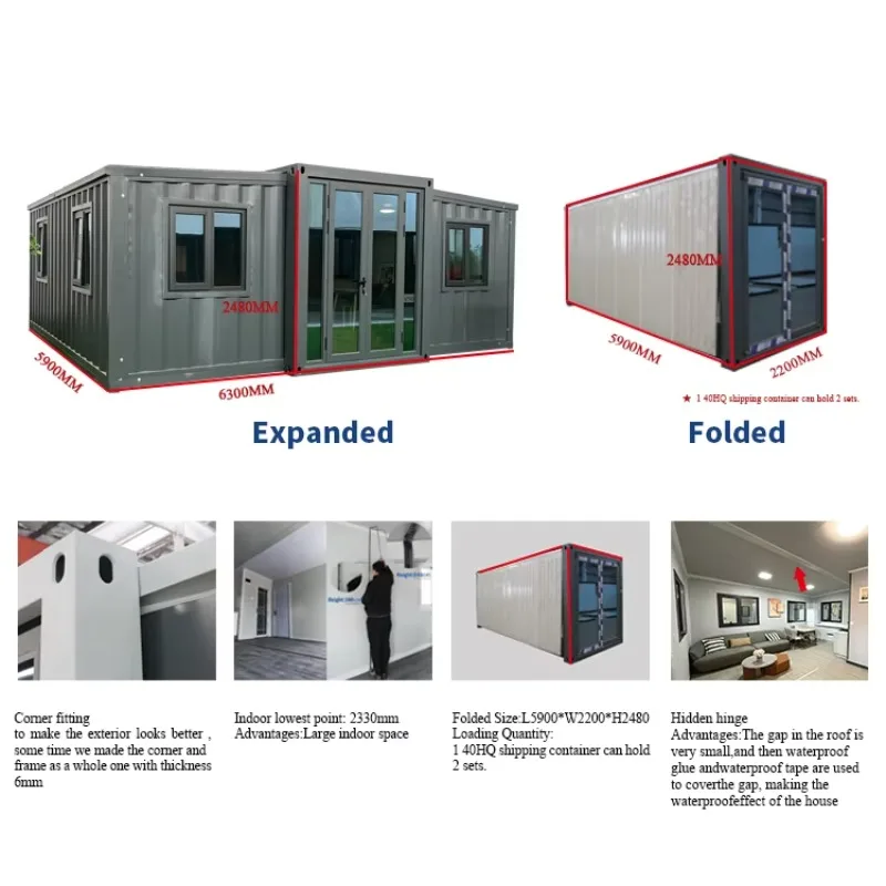 Pre-Fabricated Shipping Container House High Quality Mobile Extendable Sentry Box Office Fabricated Homes
