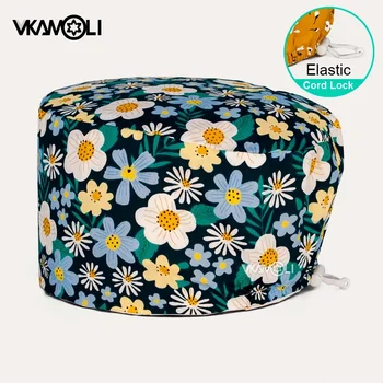 Regulowana klamra medyczne chirurgiczne kapelusze drukuj lekarze mężczyźni i kobiety pielęgniarka sala operacyjna czapki pet pielęgniarstwo z łbem peeling czapki